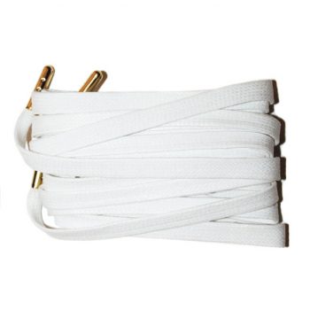 White Waxed flat laces gold tip