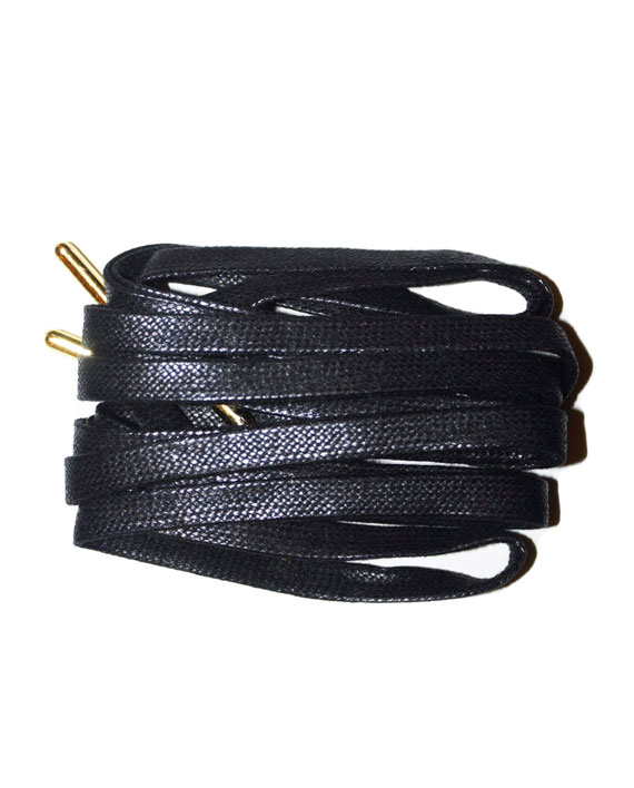 black laces with gold tips
