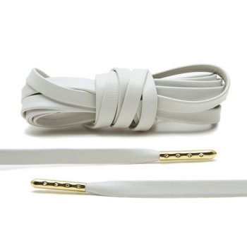 White leather laces gold tip