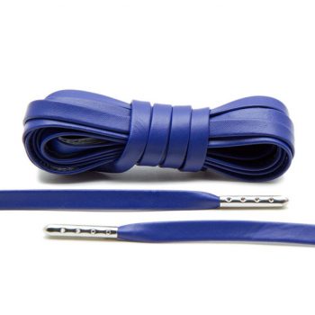 Royal blue leather laces silver tip